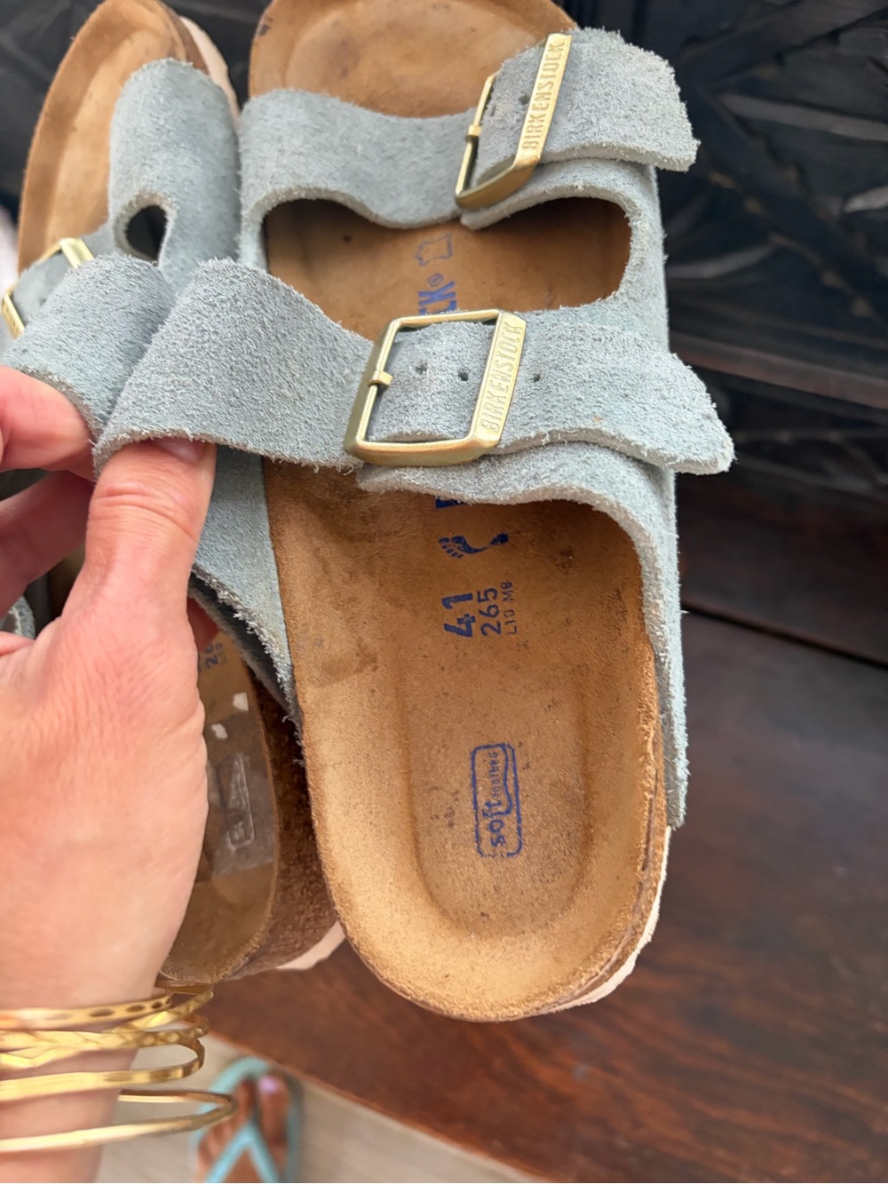 Pale blue suede Birkenstock Arizona 41, 10-10.5 - Picture 5 of 5